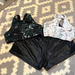 Zella Girls L (12) athletic wear, Zella black shorts, Zella black sports bra